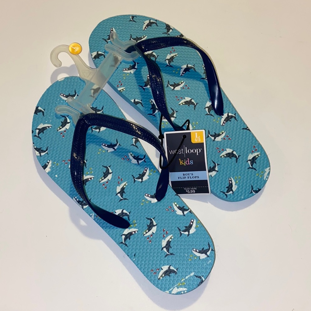 West Loop Kids-Boy’s Blue Flip Flops Sandals. L. 4/5